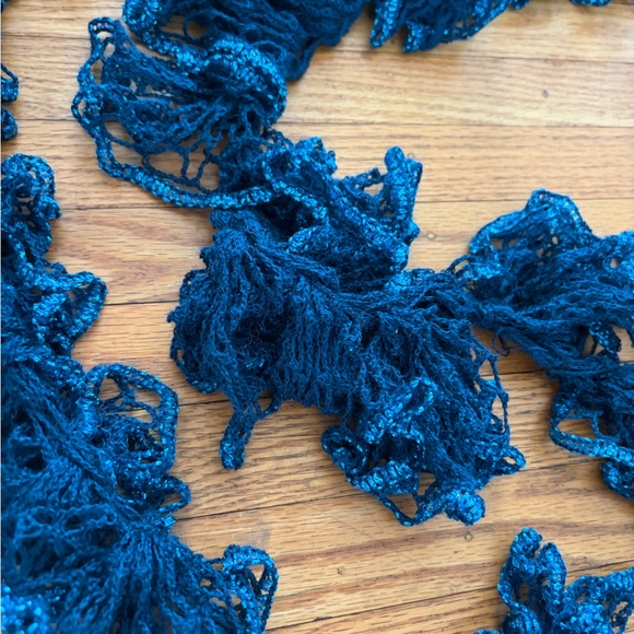 Blue Ruffled Knit Scarf - Picture 2 of 3